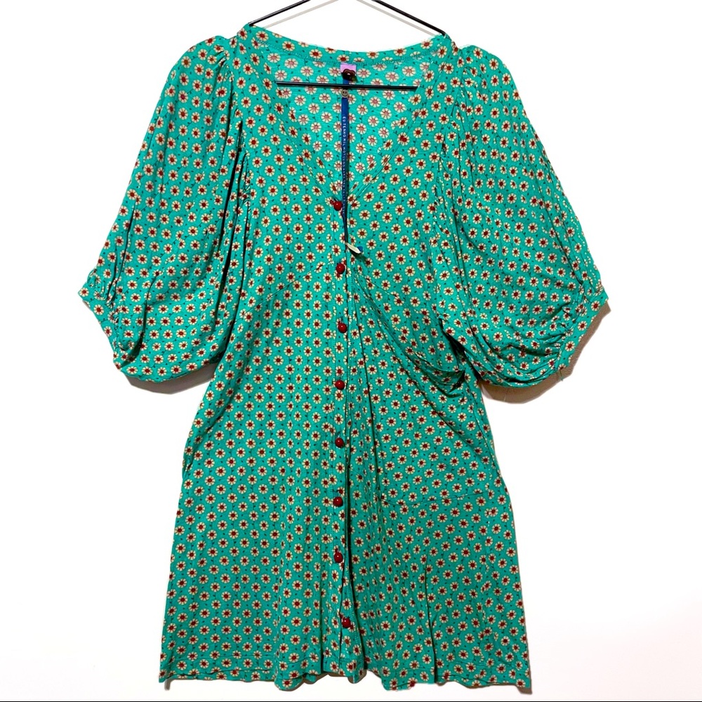 FARM Rio Smiley Green Daisy Mini Dress